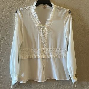 Button up top with lace sleeves by Reba size medium beautiful